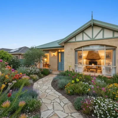 Modern Brisbane home with landscaped garden and outdoor path, representing property investment opportunities, lifestyle appeal and housing demand in Australia