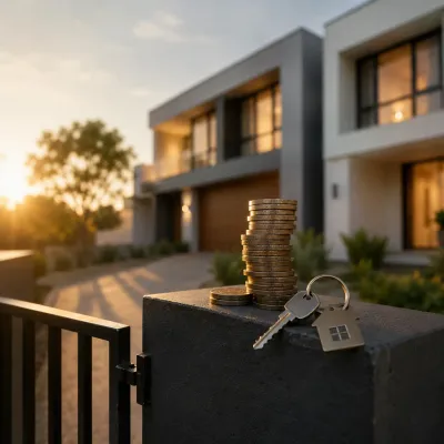 House keys beside a modest stack of coins with a modern home in the background, representing buying a property sooner without waiting for a full 20% deposit.