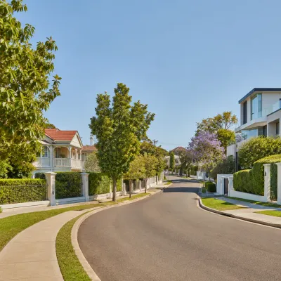Prestigious residential street in Hamilton and Ascot, Brisbane, featuring elegant homes, landscaped gardens, and a quiet upscale neighbourhood.