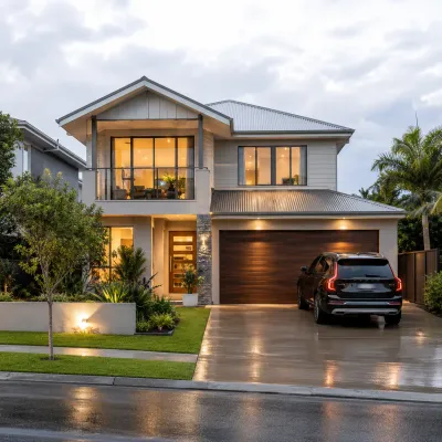 Premium Queensland family home with a luxury SUV on a wet driveway, representing the value and purchase outcome buyers may gain from using a buyers agent.